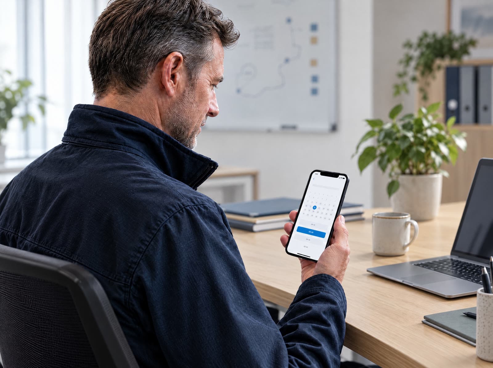 Fordonsansvarig bokar en tvätt i mobilen